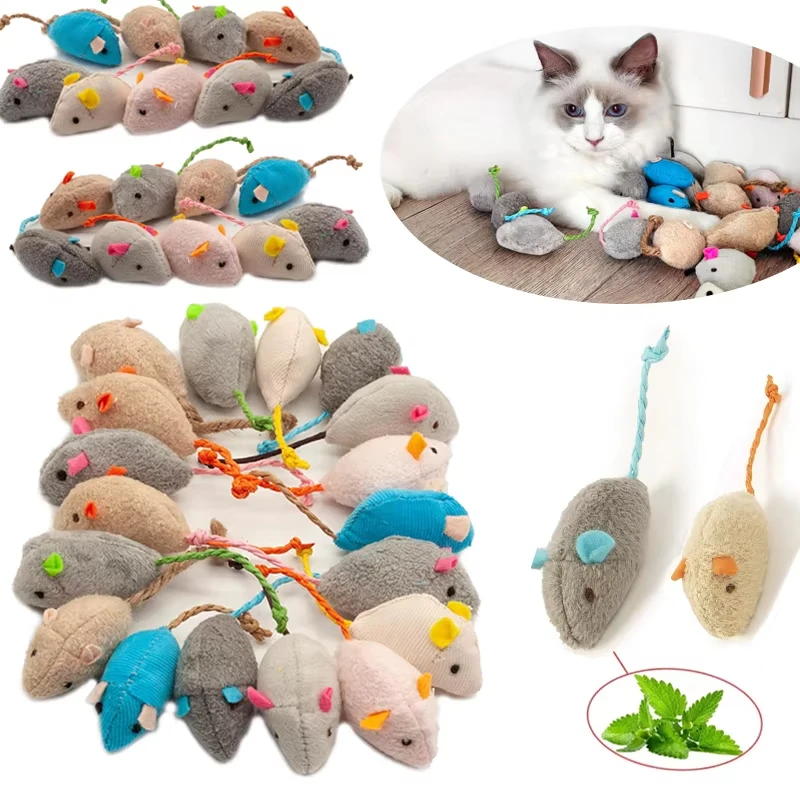 Catnip Interactive Plush Mouse - 5 шт. погремушек-мышек для кошек, также